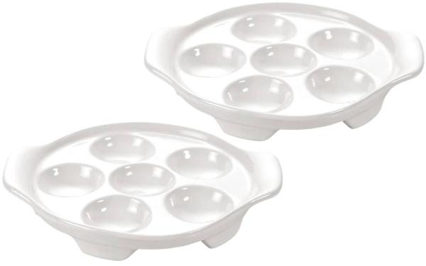 Schneckenteller für 6 Schnecken aus Porzellan  - 2 Stück